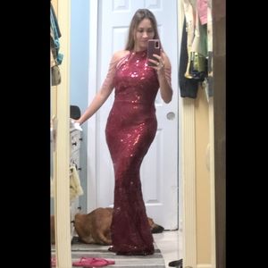Elegant sequin dress - red - small